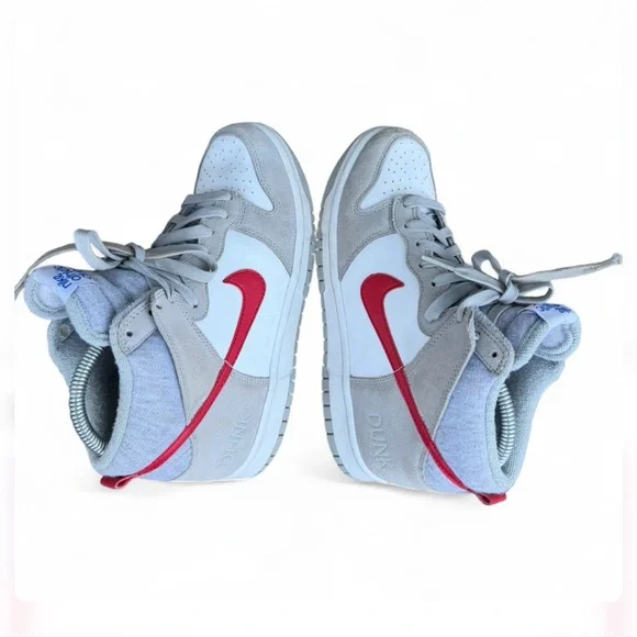 Nike Dunk High SE Athletic Club Light Smoke Grey Gym Red DH9750-001 GS Size 8W - Picture 6 of 8